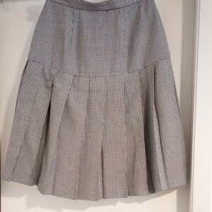 Black and White Checked Pleated Skater Skirt